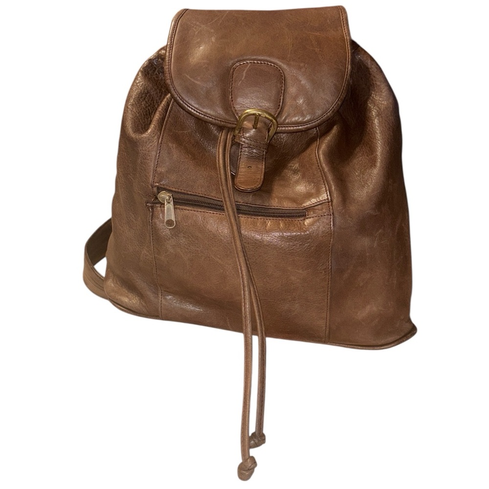 Vintage Boulder Ridge Brown Leather Backpack 🎒